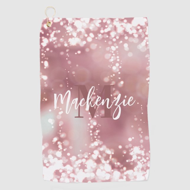 Toalla De Golf Rosa Purpurina de oro (Anverso)