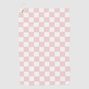 Toalla De Golf Rosa sonrojado y cuadros blancos