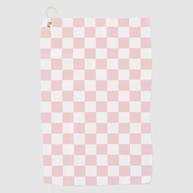 Toalla De Golf Rosa sonrojado y cuadros blancos (Anverso)
