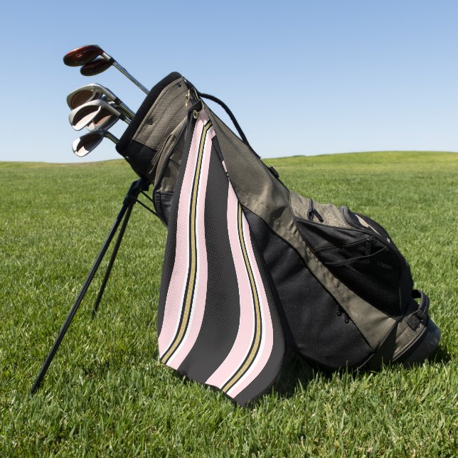 Toalla de Golf Rosa y Blanco Dorado con Raya Negra (Verde)
