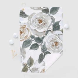 Toalla De Golf Rosas de jardín | Floral vintage acuarela blanca