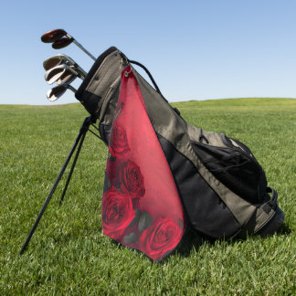 Toalla De Golf Rosas Rojas Vintage con Nombre Personalizado