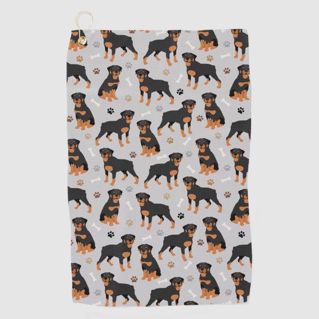 Toalla de golf Rottweiler Dog Bones y Paws (Anverso)