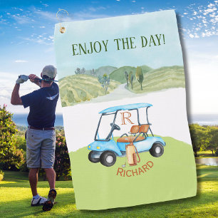 Toalla De Golf Rótulos de monograma de nombre personalizado