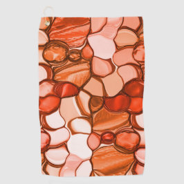 Toalla De Golf Round misshapen shapes like seeds, coral and red