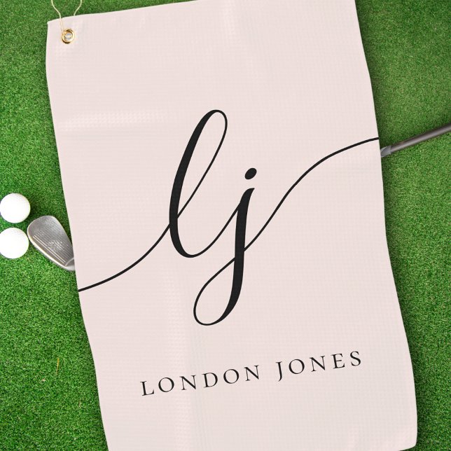 Toalla De Golf Rubor Dusty Pink Moderno Script Monograma Nombre G (Subido por el creador)