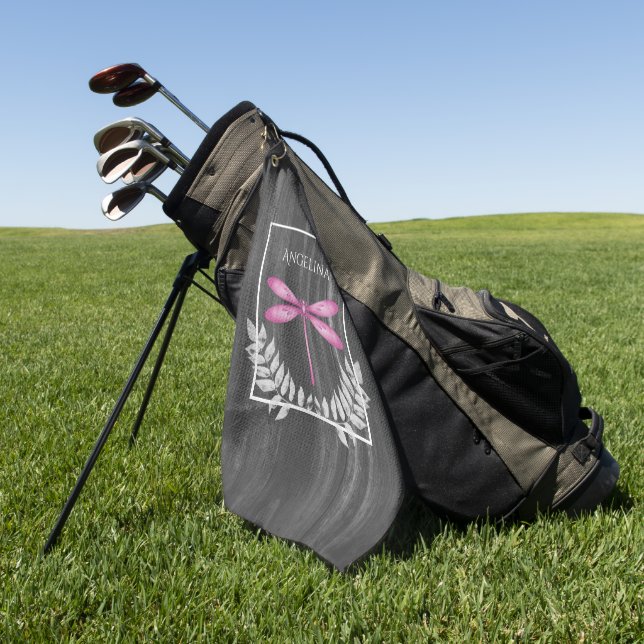 Toalla de golf Rústica Magenta Dragonfly (Verde)