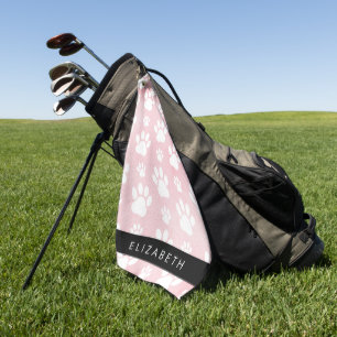 Toalla De Golf Rutas de perro, manchas blancas, acuarelas rosadas