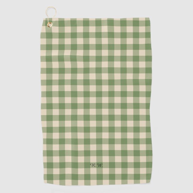 Toalla De Golf Sage Green Gingham Plaid (Anverso)