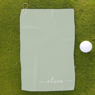 Toalla De Golf Sage Green Minimalista Moderno Monograma elegante