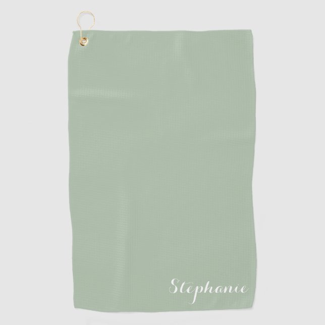 Toalla De Golf Sage Green Name Modern Elegant Monograma Boho (Anverso)