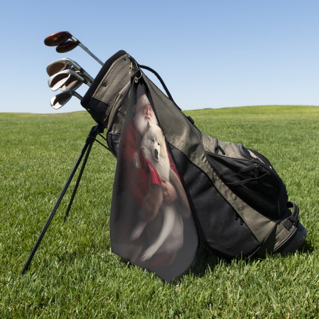 Toalla De Golf Samoyed Con Navidades De La Festividad De Santa Cl (Verde)