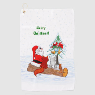 Toalla De Golf Santa Claus con Fox de Conejo y Squirrel