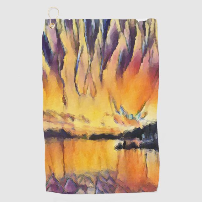 Toalla De Golf Schöner Sonnenaufgang als Aquarell Design (Anverso)