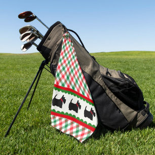 Toalla De Golf Scotty Dog Green Red White Plate Check