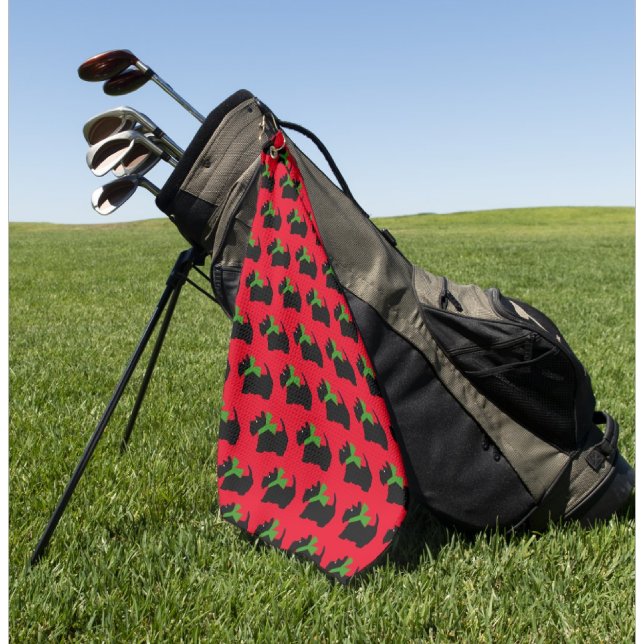 Toalla De Golf Scotty Dog y Tartán Feliz Navidad (Tee it up!)