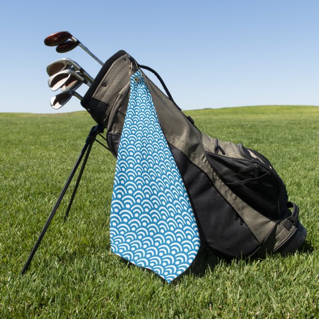 Toalla De Golf Seigaiha, olas, japonés, azul y blanco (Verde)