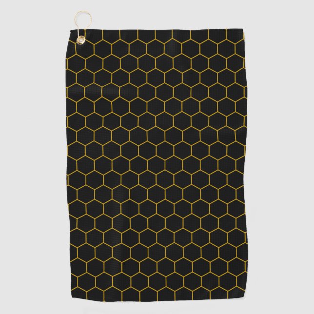Toalla De Golf Sencillo y elegante patrón de abeja amarillo negro (Anverso)