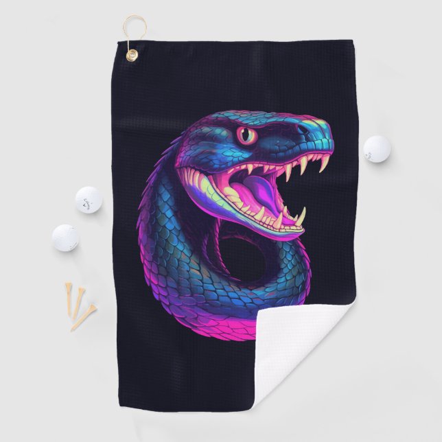 Toalla De Golf Serpiente Cobra en estilo estético vaporwave (In situ)