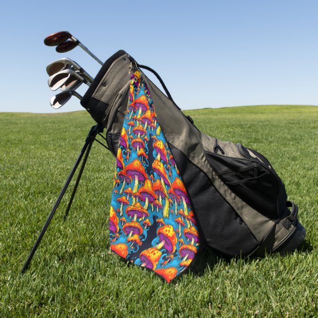 Toalla De Golf Setas psicodélicas retro trippy (Verde)