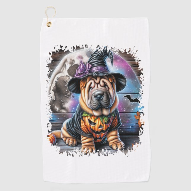 Toalla De Golf Shar Pei Dog Halloween Square (Anverso)