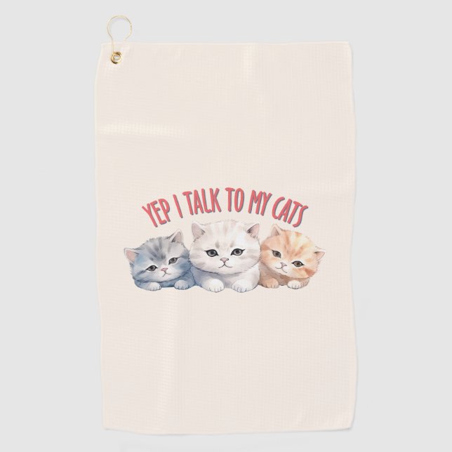 Toalla De Golf Sí, hablo con mis gatos - Adorable diseño de trigo (Anverso)