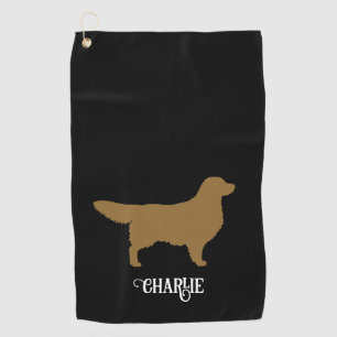 Toalla De Golf Silhouette de Golden Retriever con nombre personal