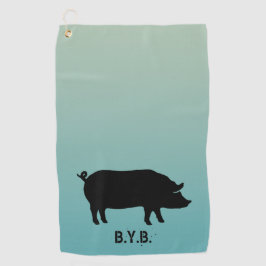 Toalla De Golf Silueta de cerdo con texto Personalizado