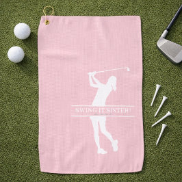 Toalla De Golf Silueta de golf femenino con monograma personaliza