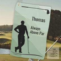 Silueta de golf, hombre, nombre en verde