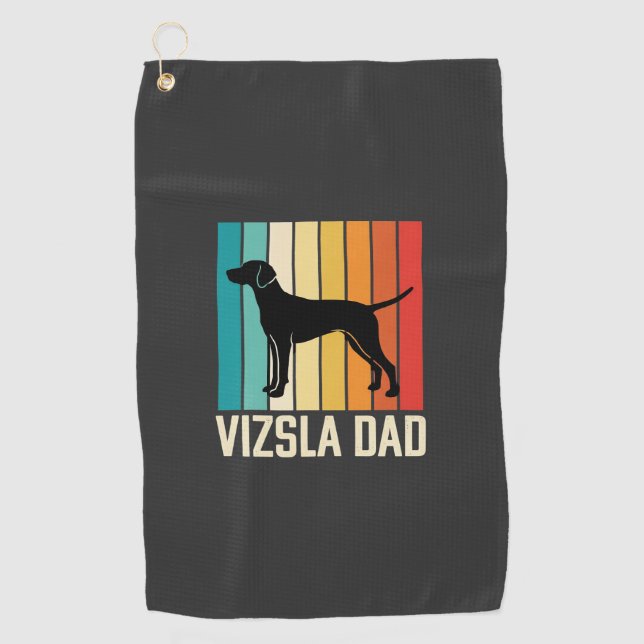 Toalla De Golf Silueta de perro Retro Vizsla Papá (Anverso)