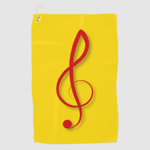 Toalla De Golf Símbolo musical rojo grande del clef agudo
