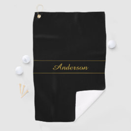 Toalla De Golf Simple Customizable Gold & Black Text Design 