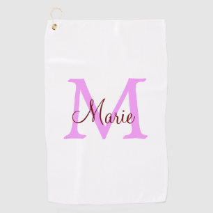 Toalla De Golf simple minimal añadir nombre monograma rosa rojo
