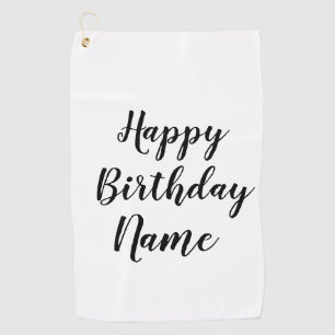 Toalla De Golf simple minimal feliz cumpleaños añade tu nombre