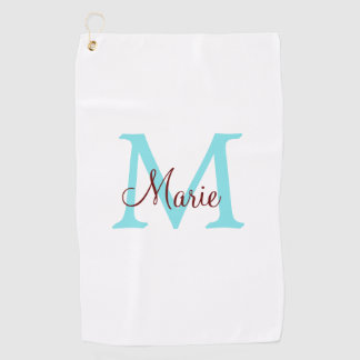 Toalla De Golf simple mínimo añadir nombre monograma rojo rosado