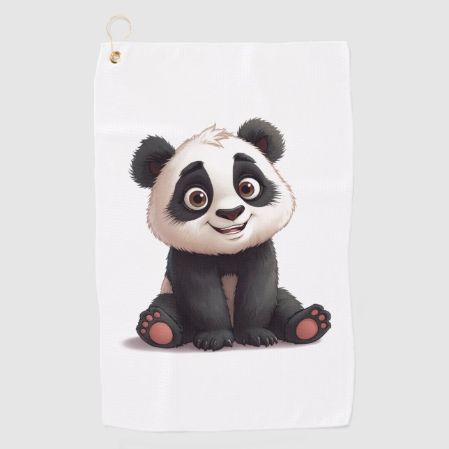 Toalla De Golf Sitting Panda Bear Cartoon Illustration Artwork (Anverso)