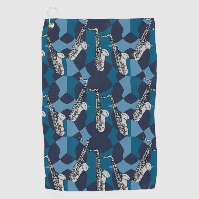 Toalla De Golf Sketchic Saxofhone Gray Pattern (Anverso)
