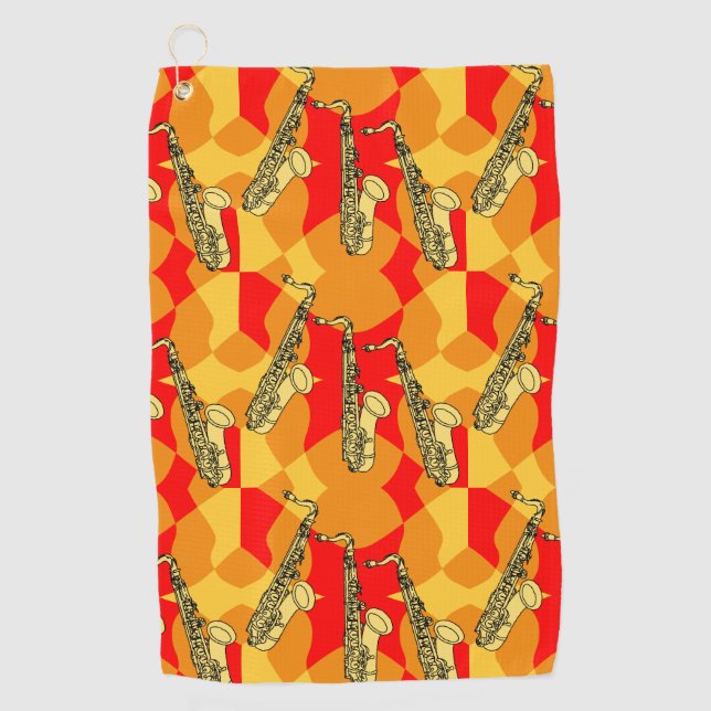Toalla De Golf Sketchic Saxofhone Gray Pattern (Anverso)