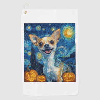Toalla De Golf smiling chihuahua dog starry night by Van Gogh fin