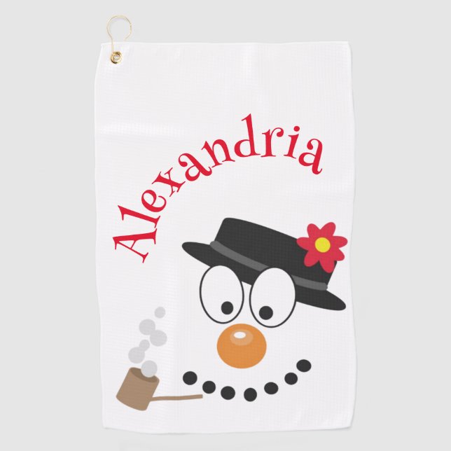 Toalla De Golf Snowman Funny Face, Navidades de Novedad ricas (Anverso)