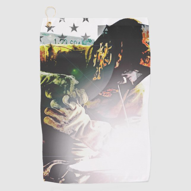 Toalla De Golf Soldador de la bandera americana (Anverso)