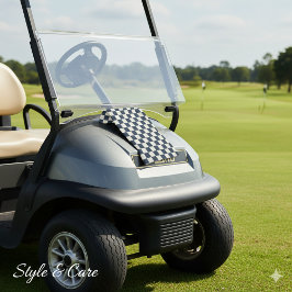 Toalla De Golf Solid Ivory with Deep Navy Square Pattern