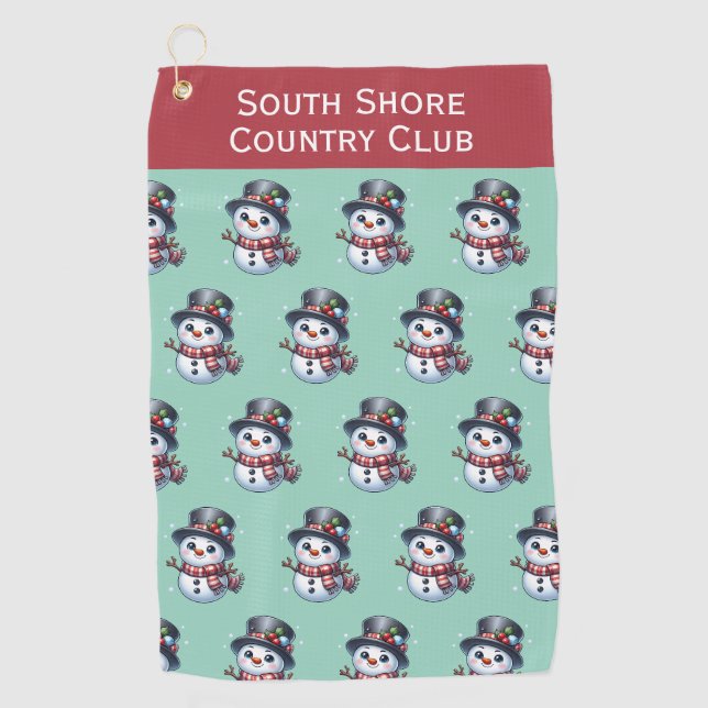 Toalla De Golf Sonriente invierno de Snowman (Anverso)