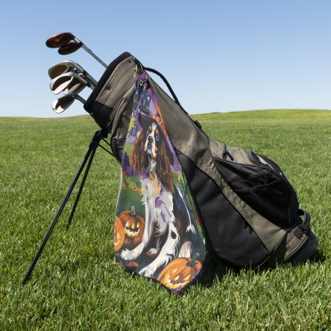 Toalla De Golf Spaniel Springer espeluznante Bruja de Halloween C (Verde)