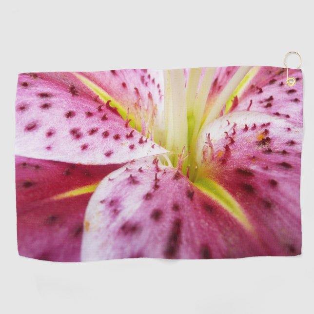 Toalla De Golf Stargazer Lily Bright Magenta Floral (Horizontal)