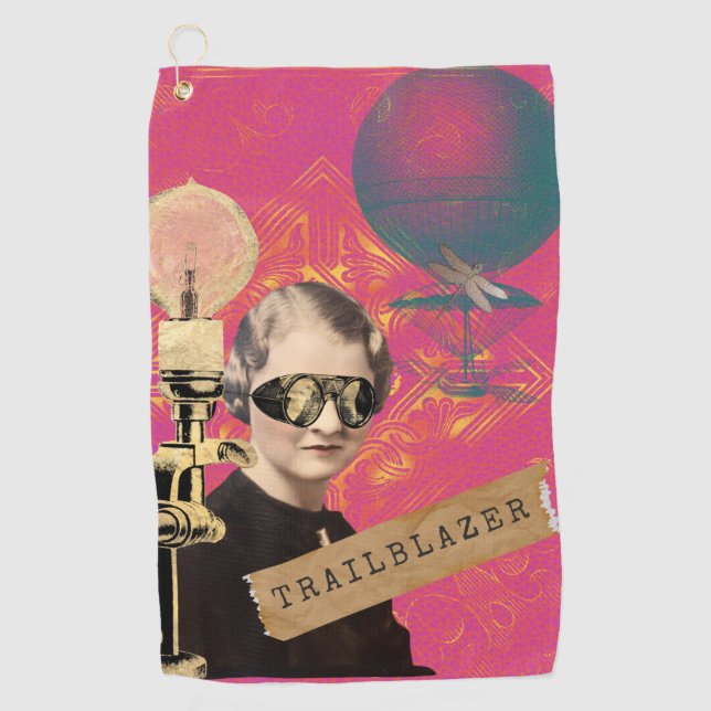 Toalla De Golf Steampunk Woman Trailblazer Pop Art (Anverso)