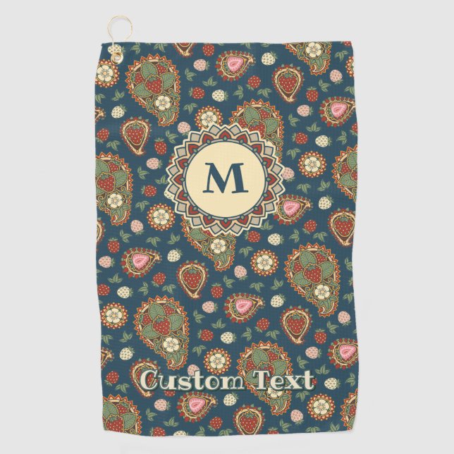 Toalla de golf Strawberry Paisley Pattern (Anverso)