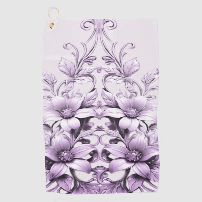 Toalla De Golf Stylish Purple Flowers Golf Towel (Anverso)