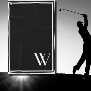 Toalla De Golf Su monograma en blanco y negro